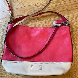 Coach pink & tan leather crossbody or shoulder bag